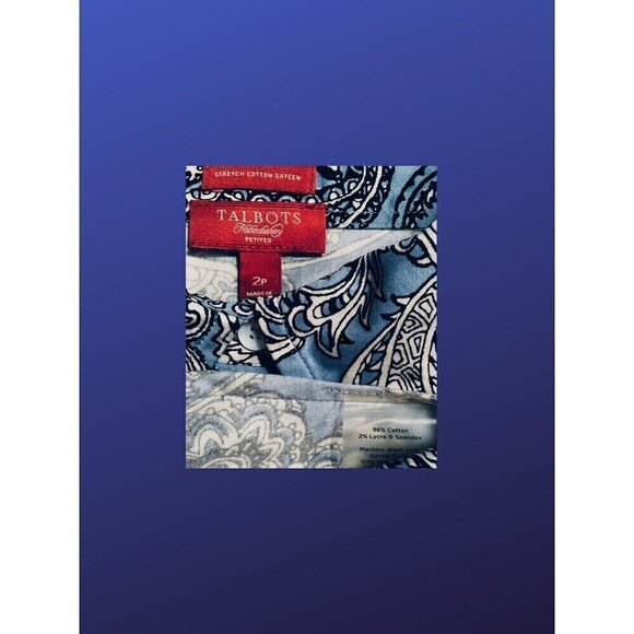 TALBOTS HABERDASHERY PETITES Blouse Shirt, BLUE/CRM/BLACK PAISLEY, Size 2P, NWOT - Picture 3 of 8